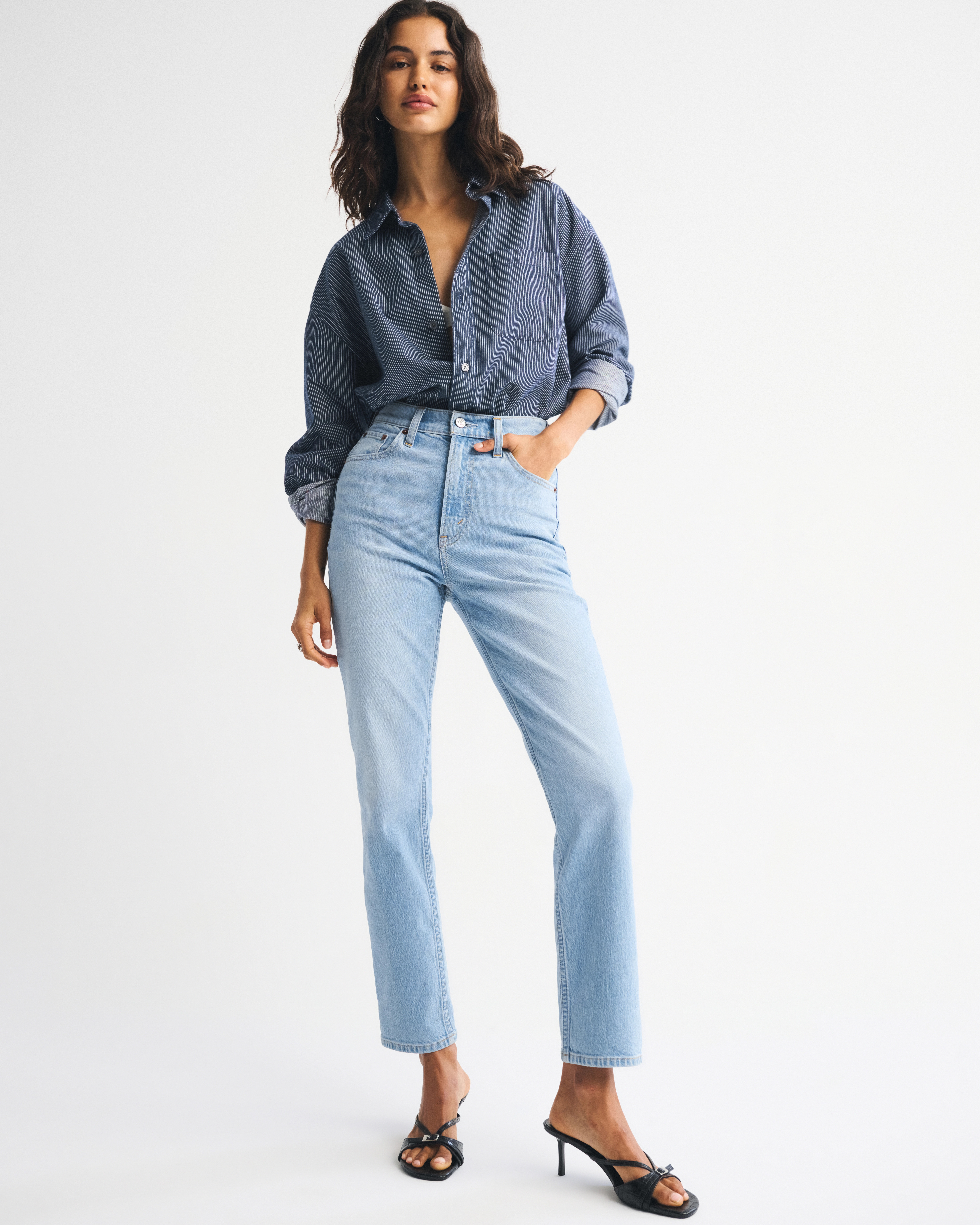 Ultra High Rise Ankle Straight Jean | Abercrombie & Fitch (US)