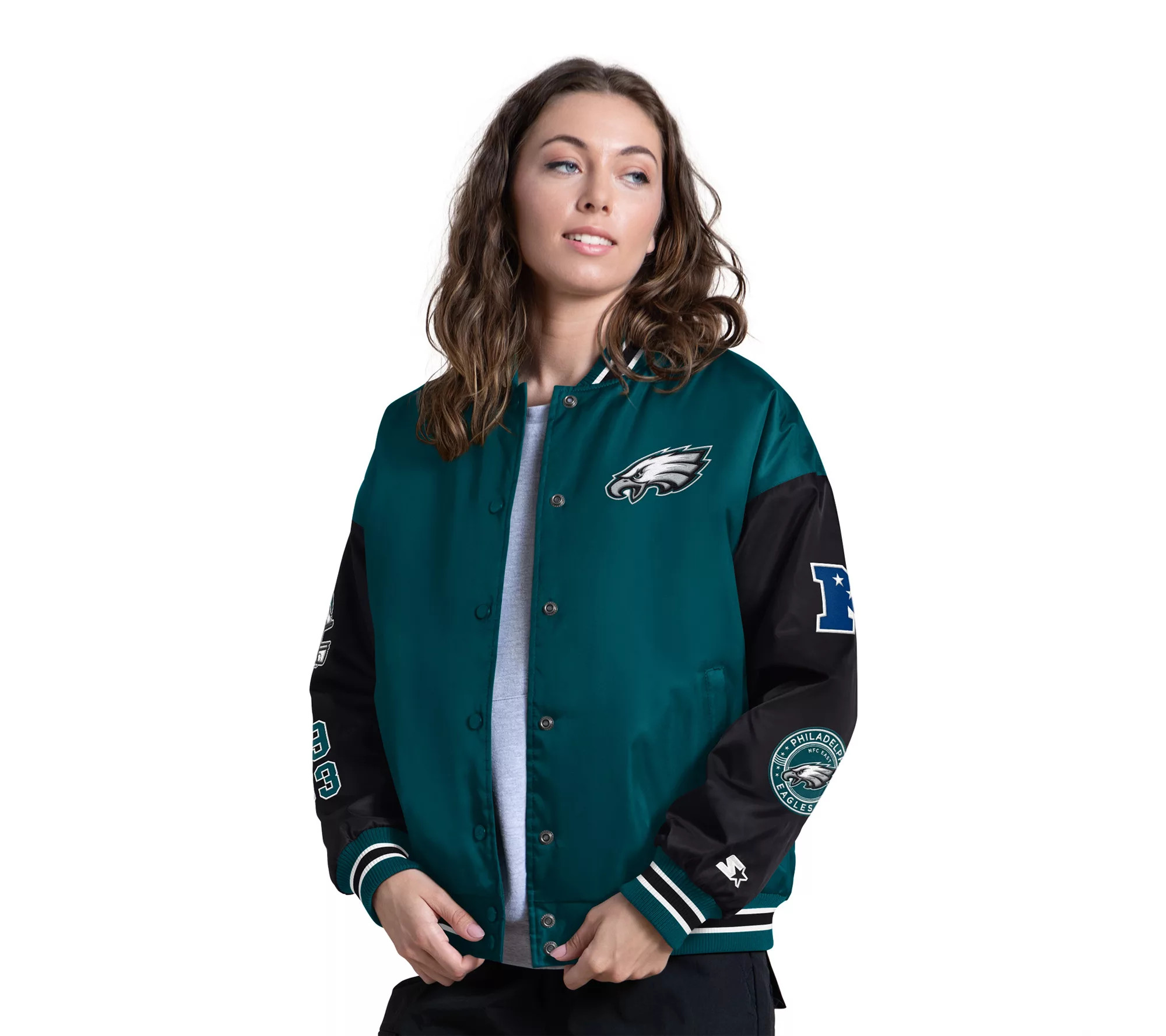 NFL Officially Licensed Starter Women's Satin Varsity Jacket | QVC