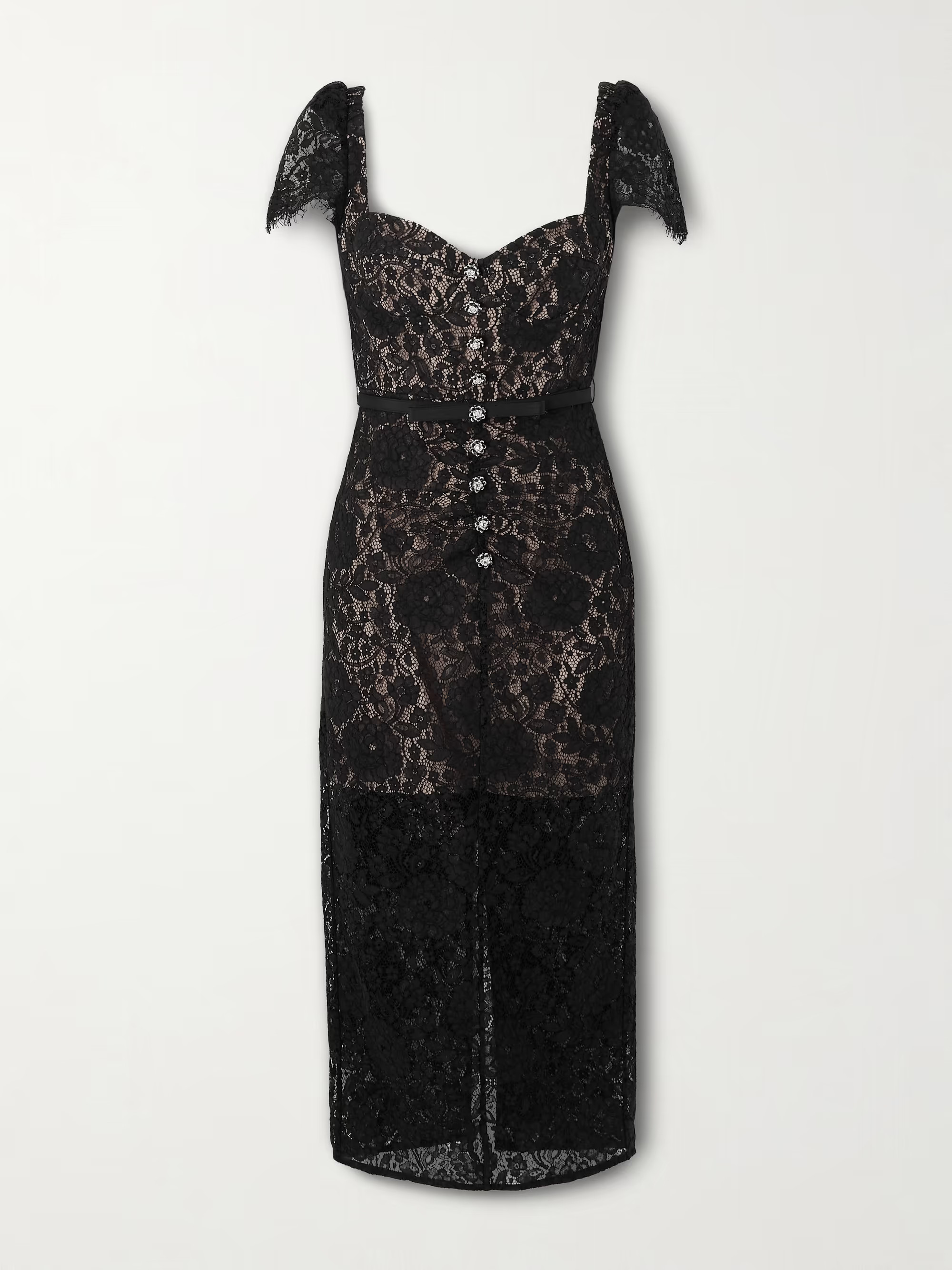 Belted embellished cotton-blend lace midi dress | NET-A-PORTER (UK & EU)
