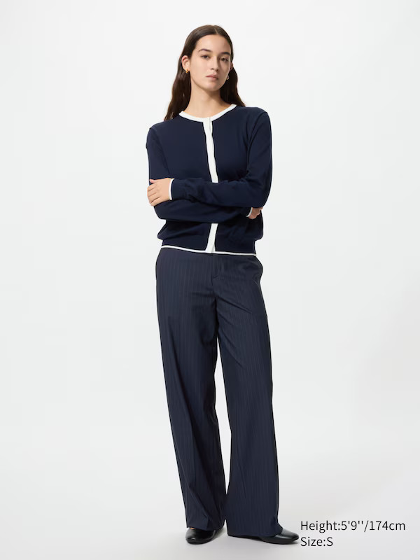 Pantalon Smart large (Rayé, Long) | Uniqlo FR