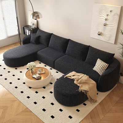 U Shaped Modern Modular Sectional Curved Sofa with Ottoman, Minimalist Style Comfy Cloud Couch for Living Room Apartment, No Assembly Required Boneles | Wayfair North America