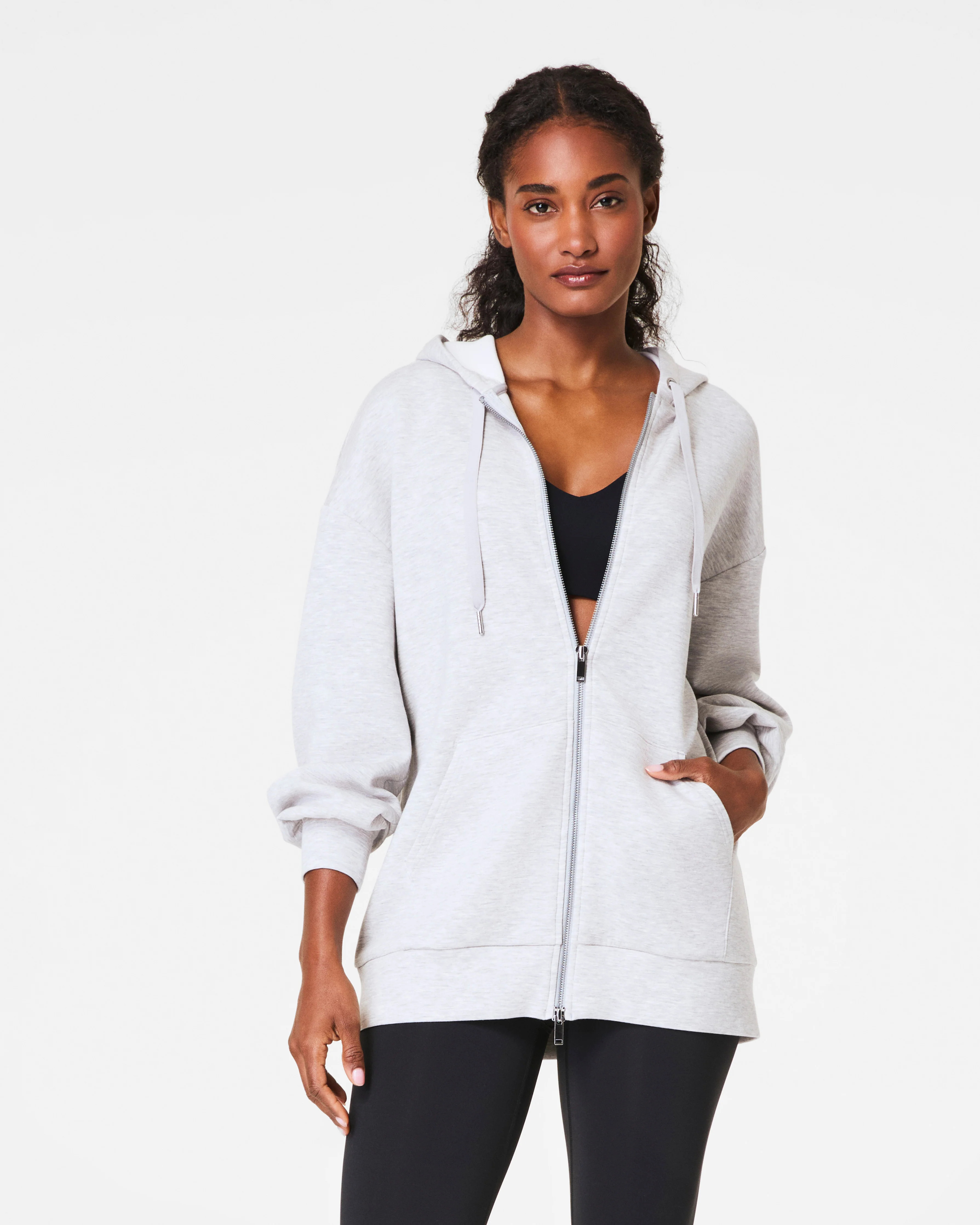 SPANX® AirEssentials Brushed Full Zip Hoodie, Heathered | Spanx