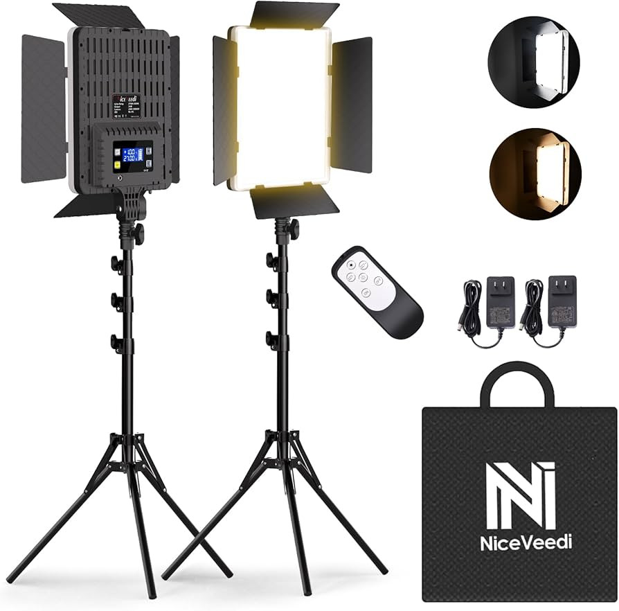 NiceVeedi 2-Pack Photography Lighting Kit, 36W Bi-Color Studio Lights 2700-6500K CRI 95+, Dimmabl... | Amazon (US)