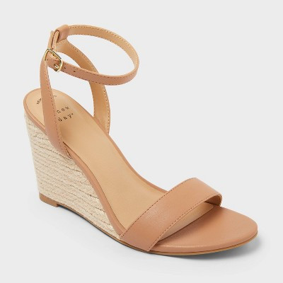 Women’s Tish Almond Toe Wedge Heels - A New Day™ Cognac 8.5 | Target