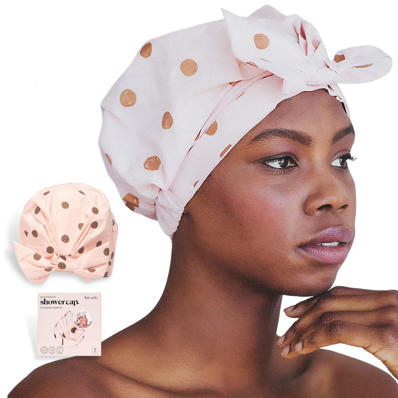 Kitsch Luxury Shower Cap for Women Waterproof - Reusable Shower Cap | Hair Cap for Shower | Holid... | Amazon (US)