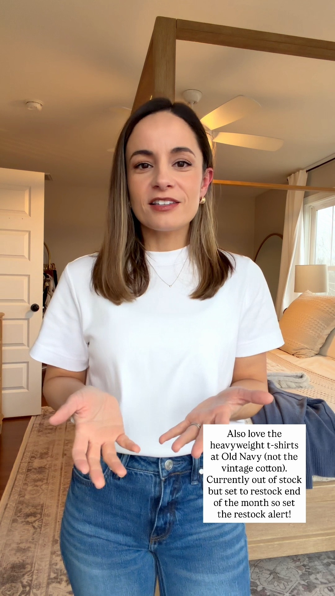 RESTOCKED!! This t-shirt is the best of the best for layering. It’s thick and soft, not sheer. Has a high collar. I wear it in petite xs. 

This is a capsule item I stocked up on 😁

#LTKPetite
