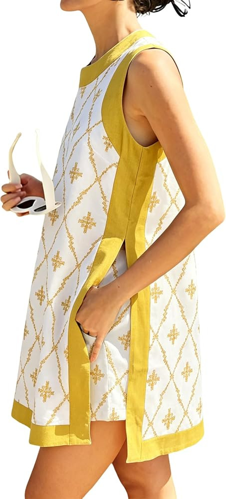 Bankeng Womens 2 Piece Sets Casual Color Block Printed Crewneck Sleeveless Pullover Tops Matching... | Amazon (US)