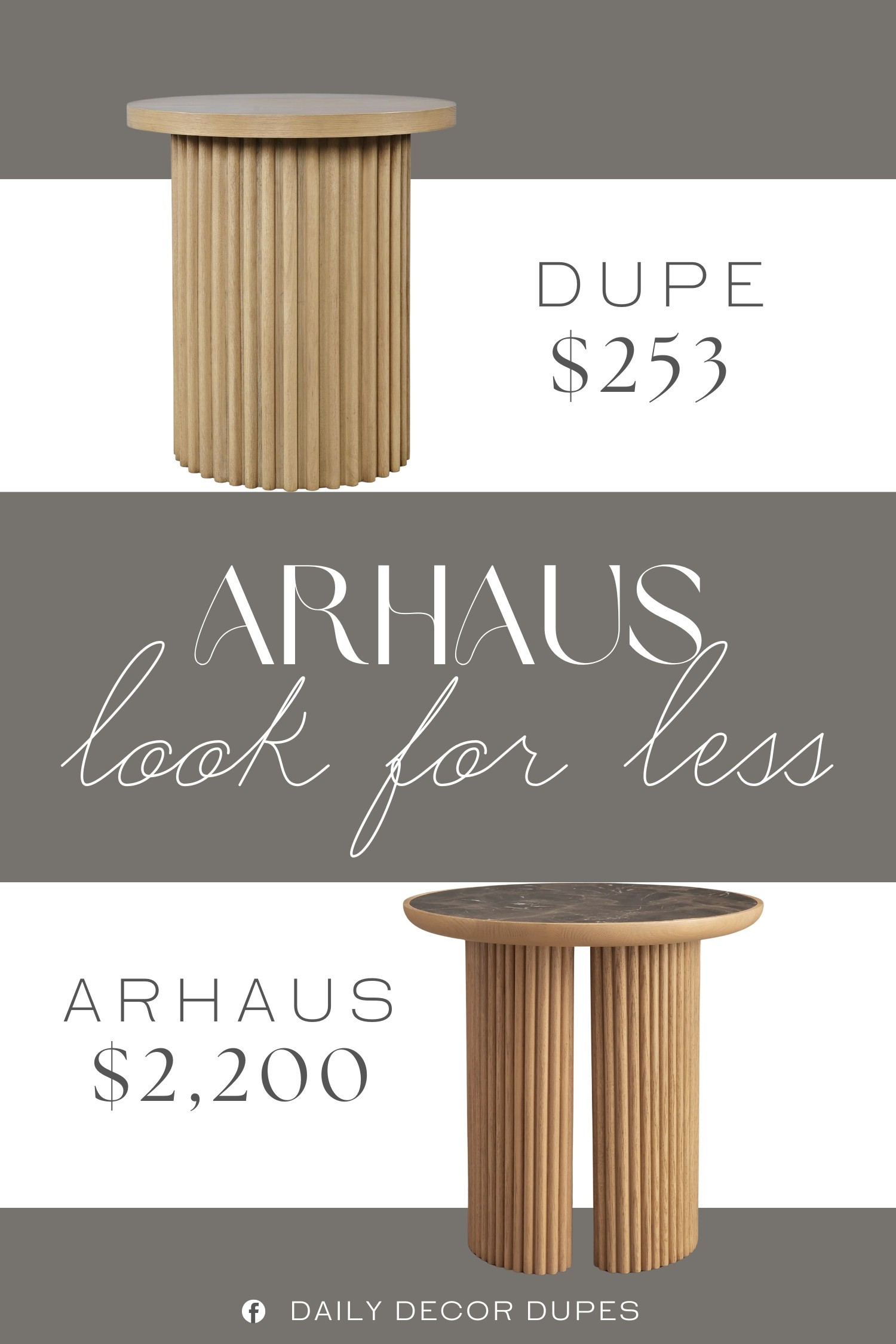 Inspired by Arhaus Round End Table. Fluted Base End Table. Round Wood Side Table. Solid Wood Round Table. Pedestal Accent Table. Contemporary Accent Table. Statement Accent Table. Farmhouse Modern End Table. Oak Pedestal Side Table. 

Home more affordable option find copy cat similar look for less budget friendly affordable cheap cheaper beautiful pretty. Clearance sale coupon code discount code promo code luxury lookalike look a like Inspo inspiration inspired by idea ideas Love like these? I share multiple every day in my FB group.
#arhausinspired #endtable #accenttable #sidetable #livingroomtable #furniturefinds #livingroominspo #woodfurniture #homestyling 

 #LTKHome