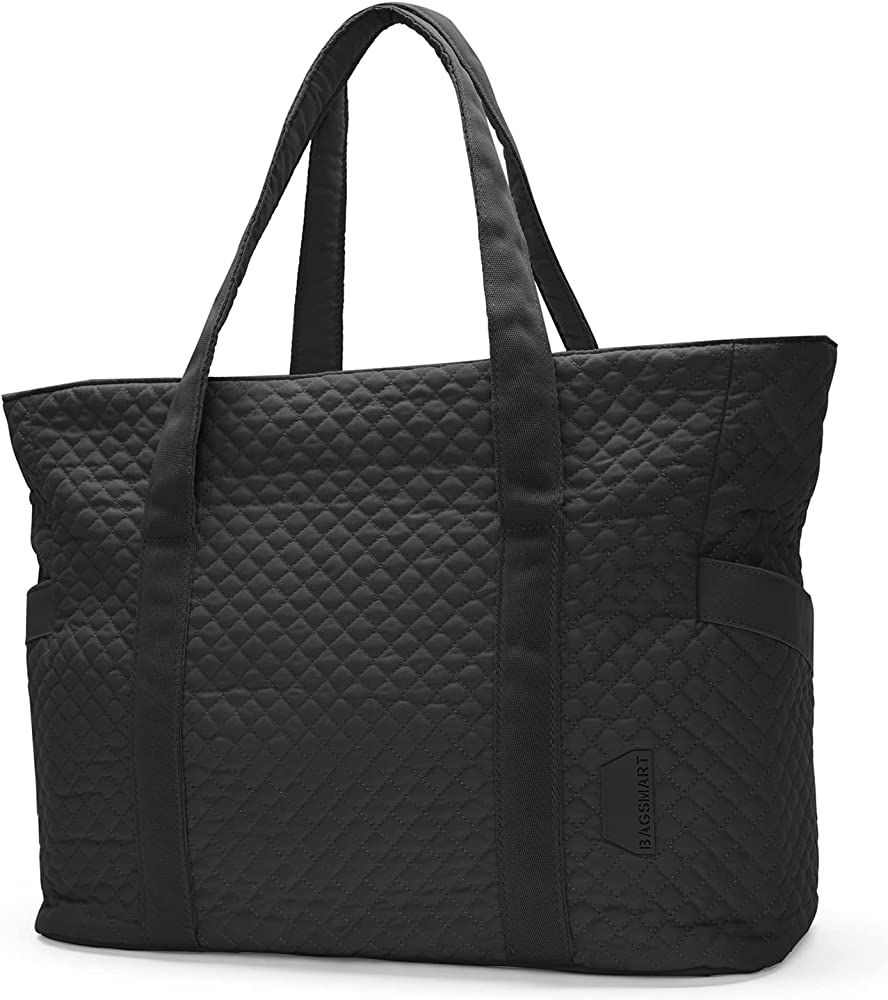 BAGSMART Large Tote Bag For Women, Shoulder Bag With Yoga Mat Buckle For Gym,Work,Travel | Amazon (US)