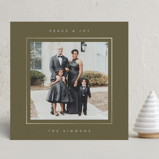 "Minimal border" - Customizable Foil-pressed Holiday Cards in White by Lucrecia Caporale. | Minted