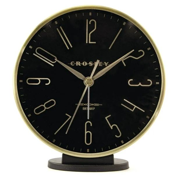 Crosley Black and Gold Vintage Modern Sweep Analog QA Table, Desk or Mantel Alarm Clock | Walmart (US)