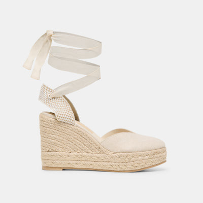 Noura Wedges in Ecru Linen Size 6 By Dolce Vita | DolceVita.com