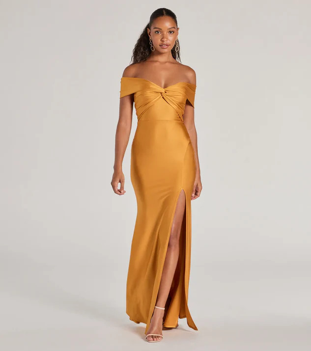 Steff Off-The-Shoulder Mermaid Slit Formal Dress | Windsor Stores