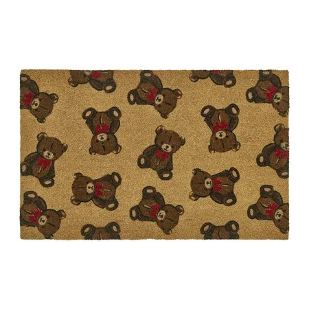 My Texas House Natural Multi Teddy Bear Red Bow Coir Mat, 30"x48" | Walmart (US)