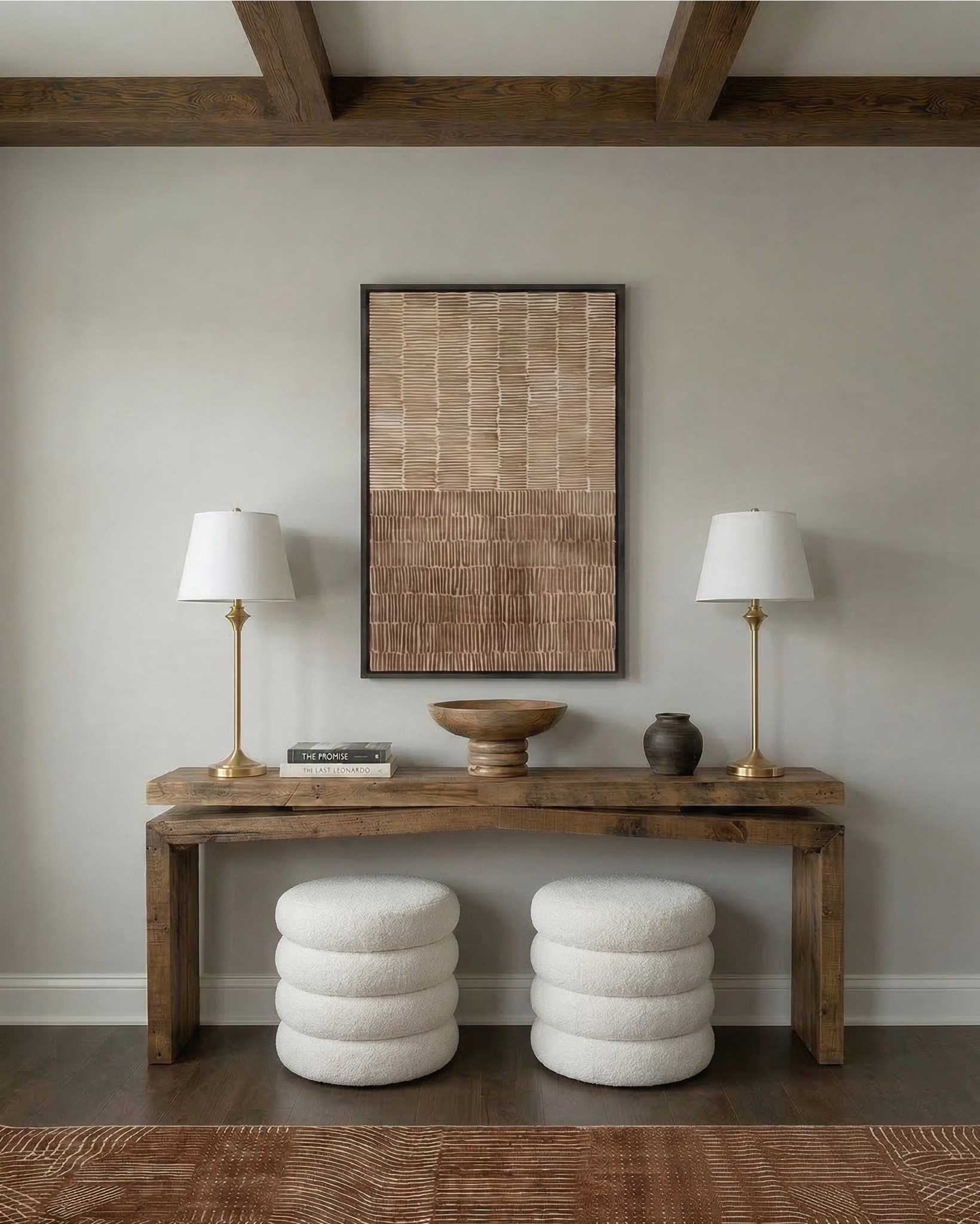 Shop the look:
* camel leather sofa
* beige upholstered accent chair 
* wood frame accent chair cream cushion
* tufted leather ottoman coffee table
* square wood coffee table
* rustic wood coffee table
* wood side table square
* round wood drink table
* brown patterned area rug
* vintage style distressed rug brown
* earthy tone geometric rug
* white globe pendant light
* brass wall sconce white globe
* modern brass sconce lighting
* neutral ceramic vase decor
* brown clay decorative vases
* glass hurricane candle holder
* pillar candle neutral
* stacked coffee table books neutral
* wood decorative bowl
* small pottery decor
* abstract neutral wall art
* modern brown beige artwork
* framed canvas neutral tones
* neutral throw pillow beige
* patterned accent pillow neutral
* textured throw blanket brown

#LTKsale #LTKhome