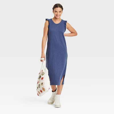 Women's Ruffle Tank Dress - Universal Thread™ Blue S | Target