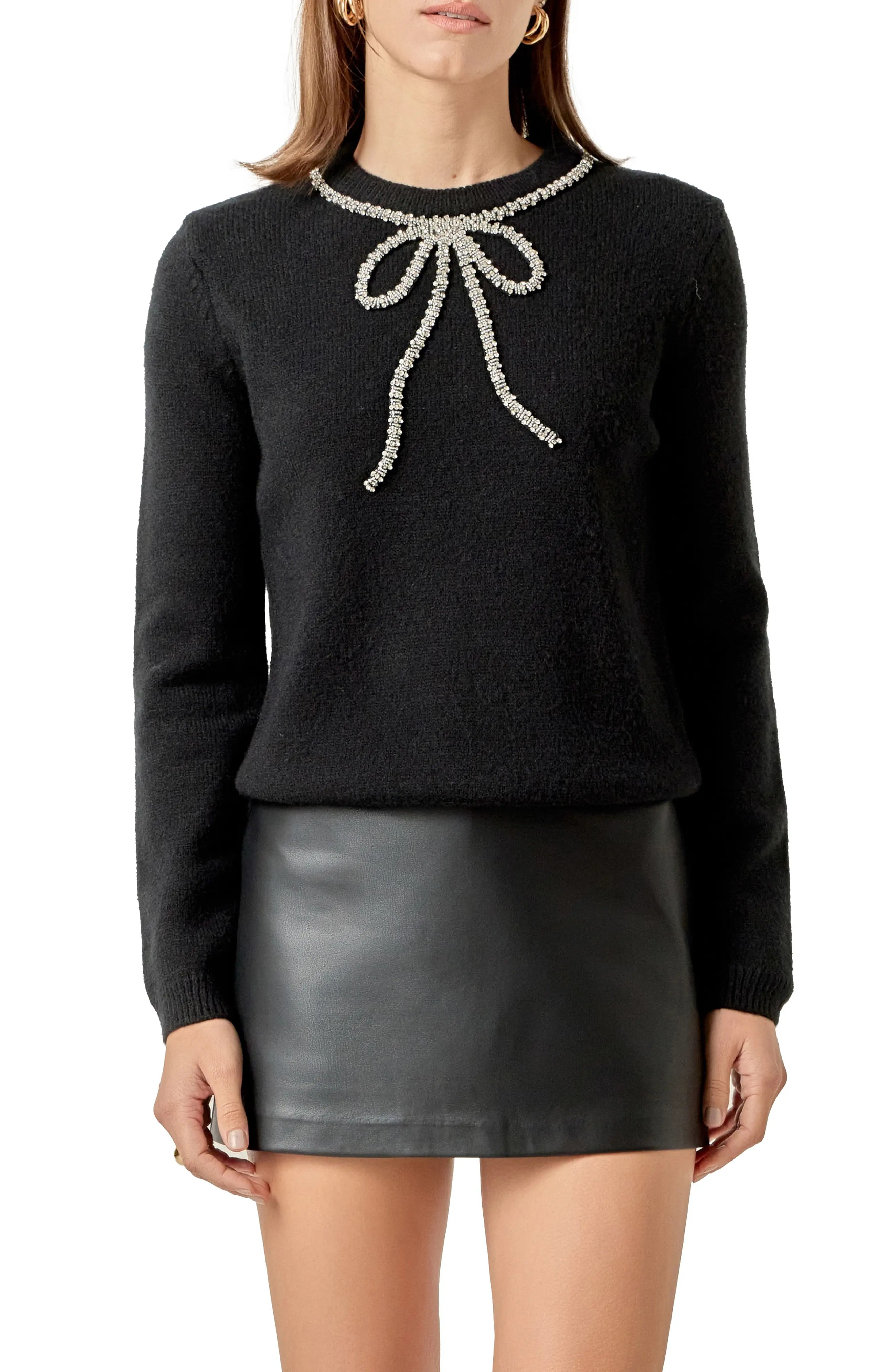Rhinestone Bow Sweater (Women) | Nordstrom | Nordstrom