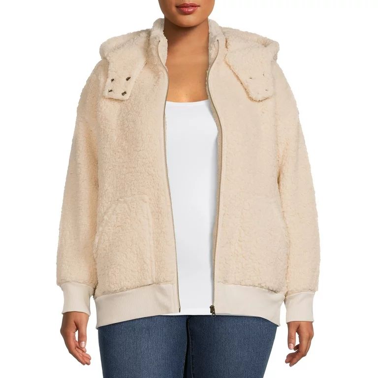 Terra & Sky Women's Plus Size Full-Zip Faux Sherpa Jacket | Walmart (US)