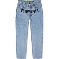 VETEMENTS Women's Logo Magic Fit Jean in Light Blue, Size X-Small | END. Clothing | End Clothing (US & RoW)