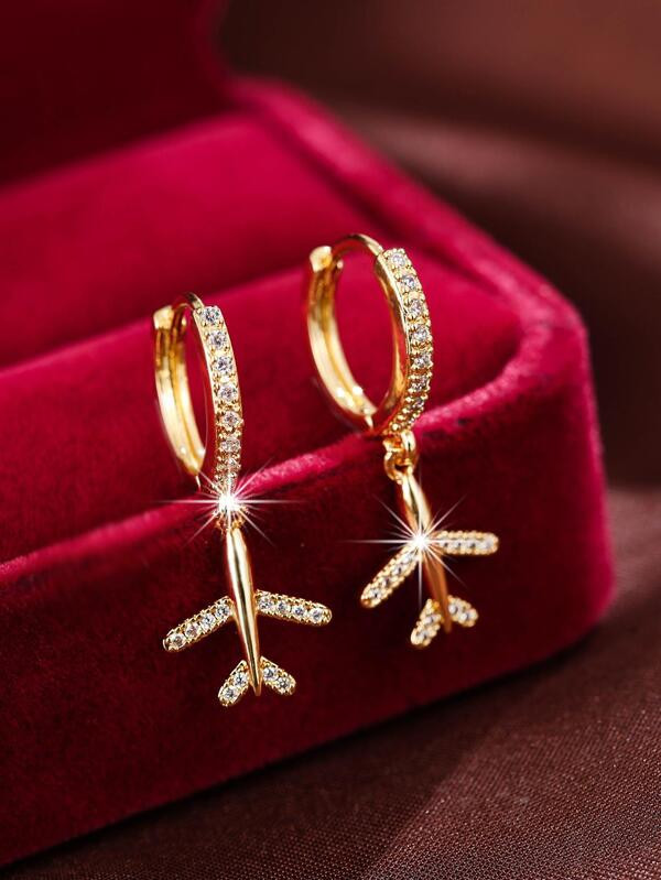 Cubic Zirconia Airplane Drop Earrings  SKU: sj2212179434909791(100+ Reviews)$2.70$2.57Join for an... | SHEIN