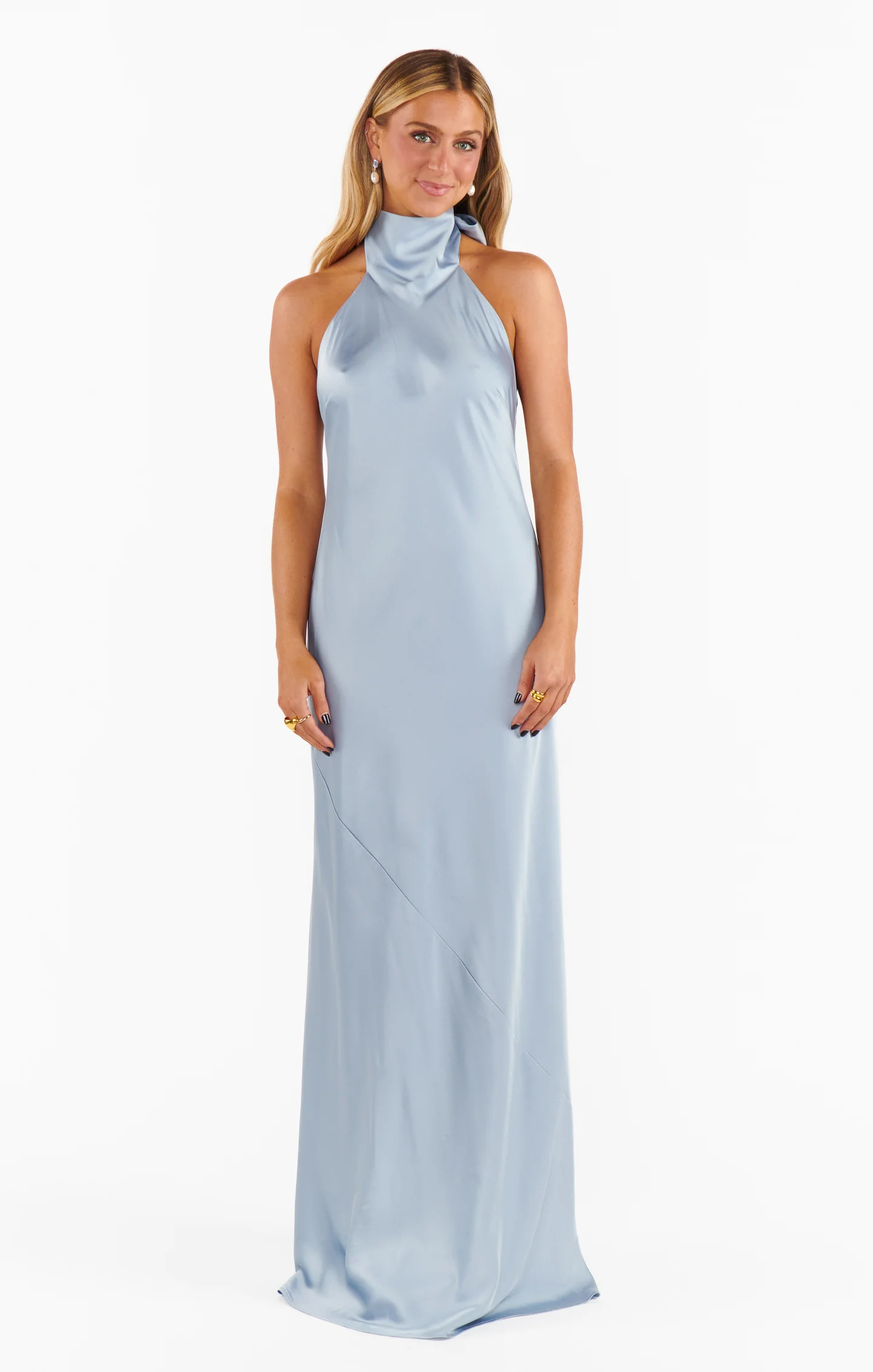 Lisa Maxi Dress ~ Steel Blue Luxe Satin | Show Me Your Mumu