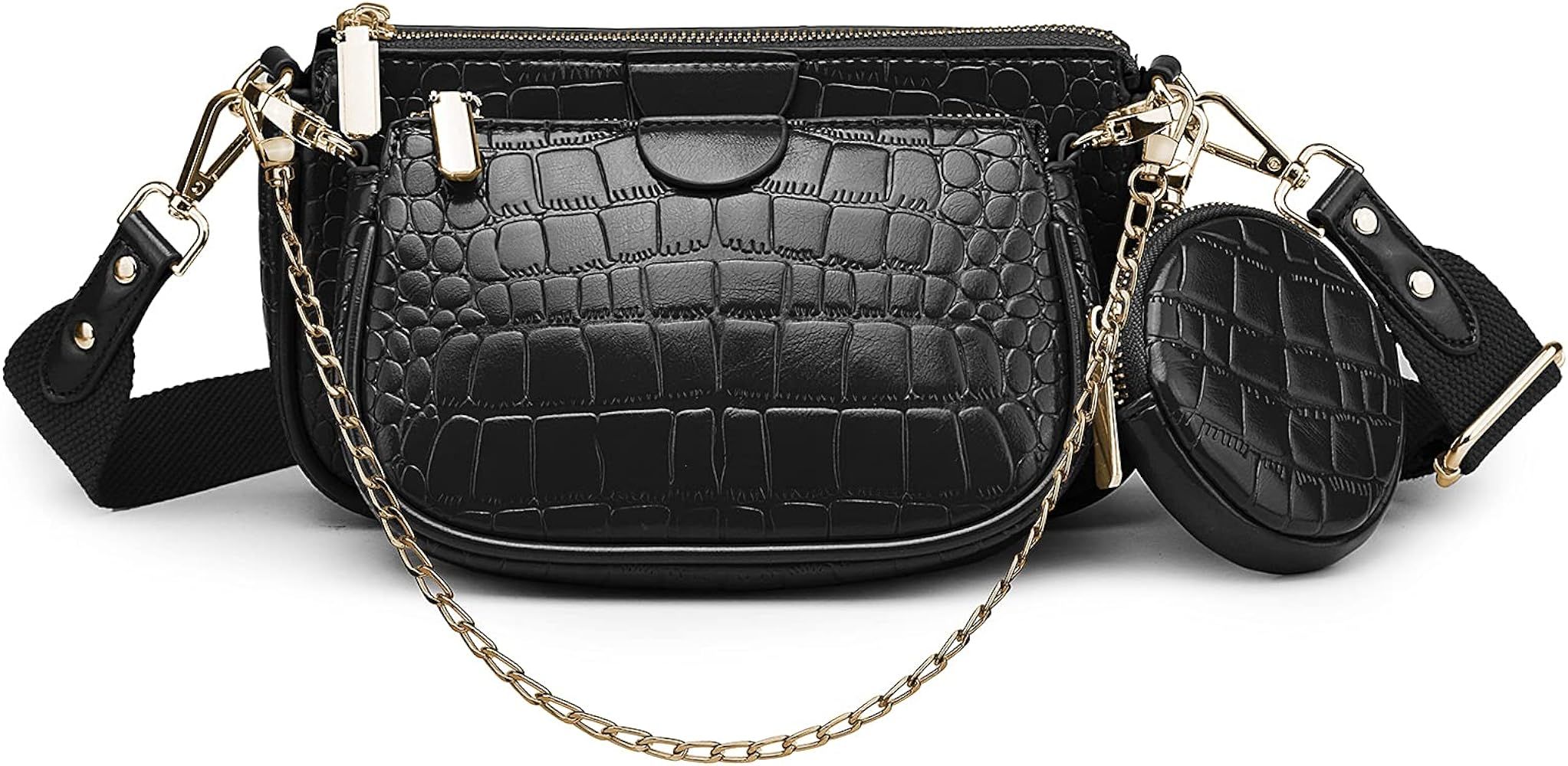 Yaluxe small Crossbody Bags with Coin Purse Women trendy Multi Golden Chain Zip Fashion | Amazon (US)