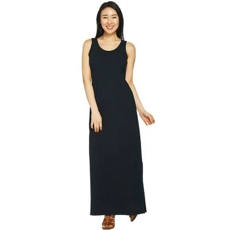Isaac Mizrahi Womens Petite Sleeveless Maxi Dress w/ Side Slits 1X Black A290851 | Walmart (US)
