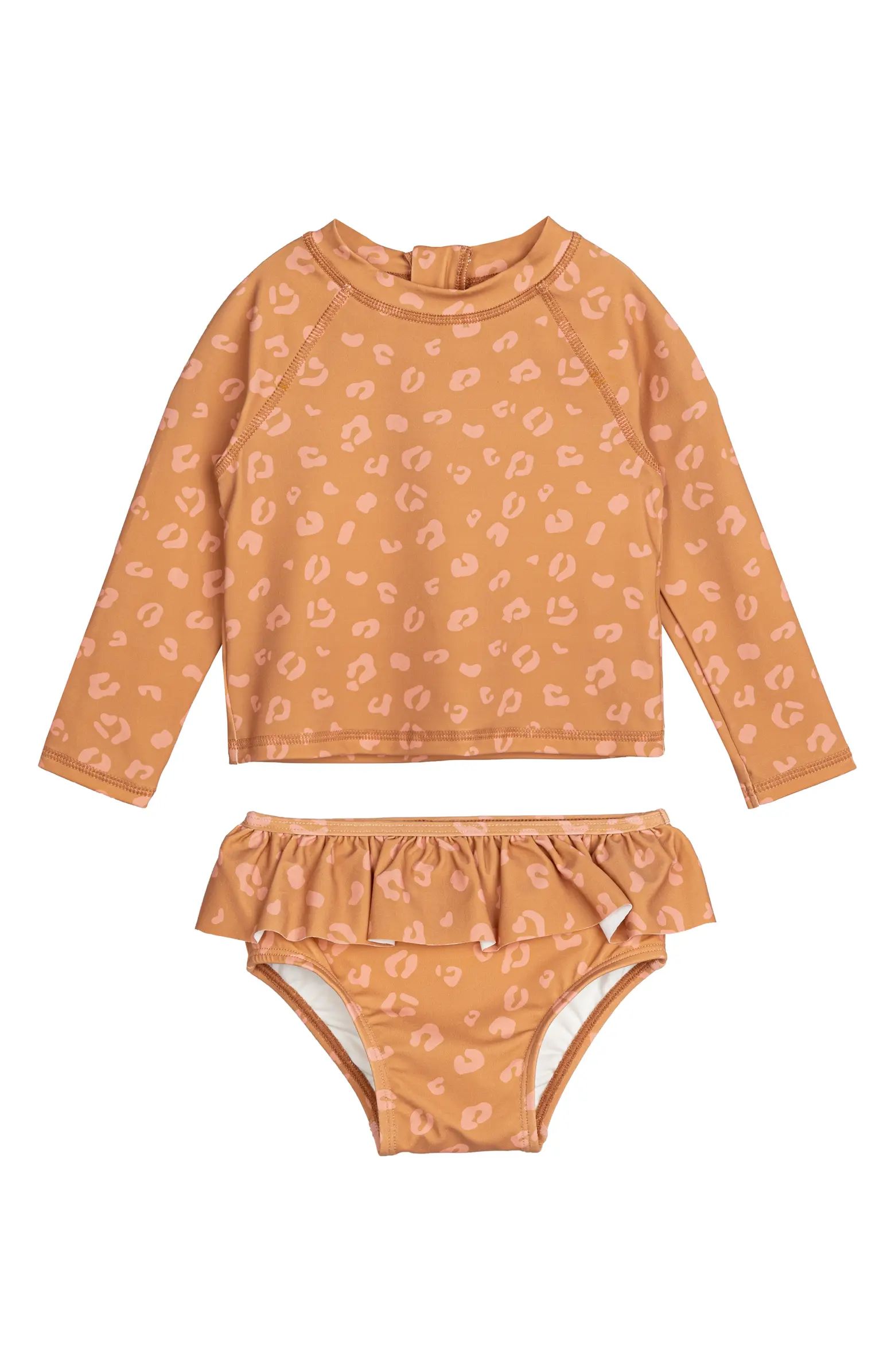 MILES THE LABEL Animal Print Long Sleeve Two-Piece Rashguard Swimsuit | Nordstrom | Nordstrom