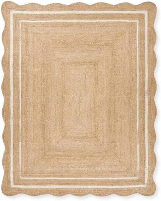 Chouhan Rugs Natural Jute Wave Scalloped Edge Rug - Bohemian Style Decor Area Rug - Handmade Brai... | Amazon (US)
