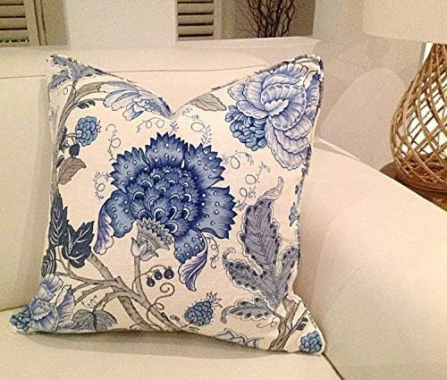 Decorative Throw Pillow, Hamptons Floral Linen Cushion Cover, Porcelain Blue and White Linen Pill... | Amazon (CA)
