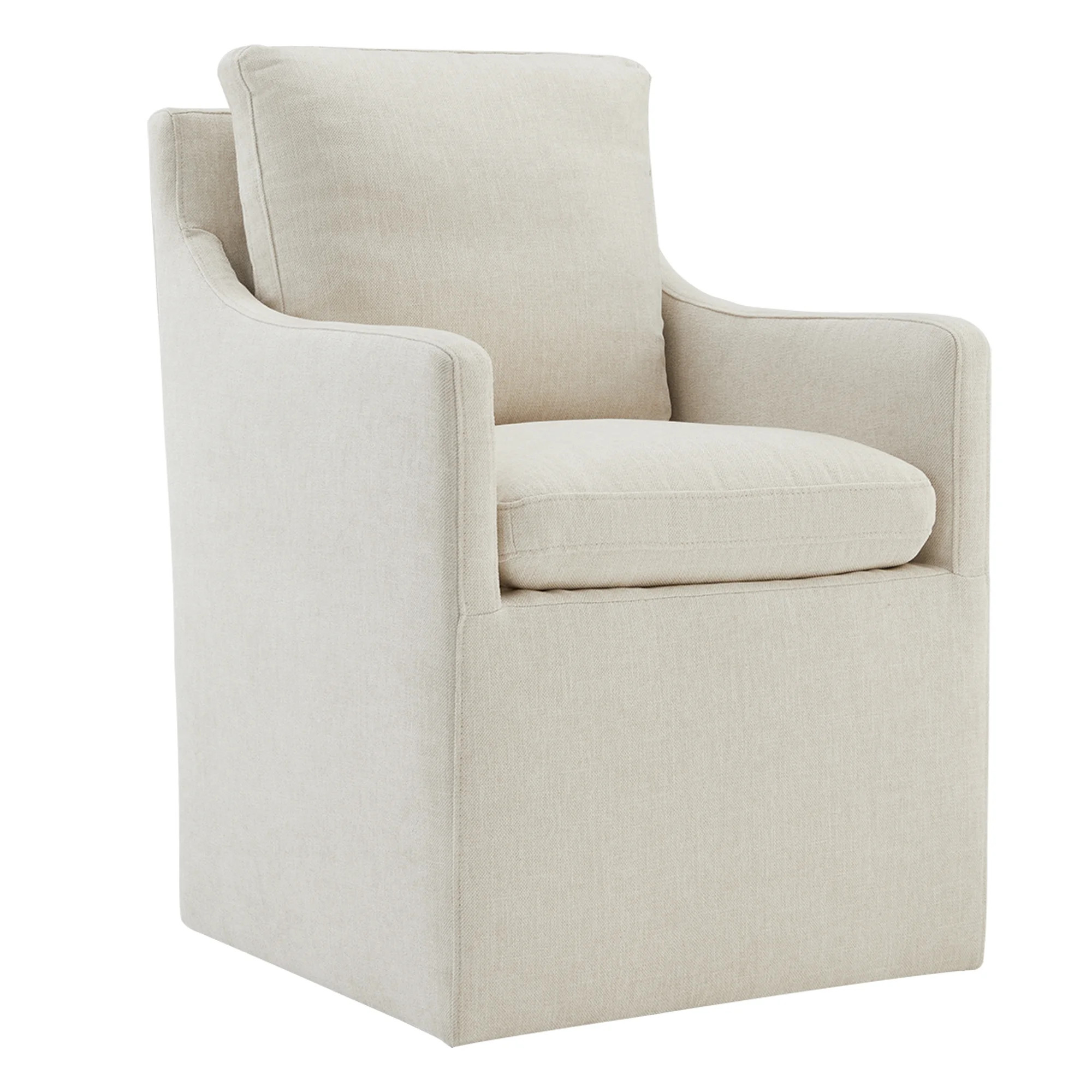 CHITA Dining Arm Chair with Caster Wheels for Kitchen Fabric Upholstered Dining Room Chair, Linen | Walmart (US)