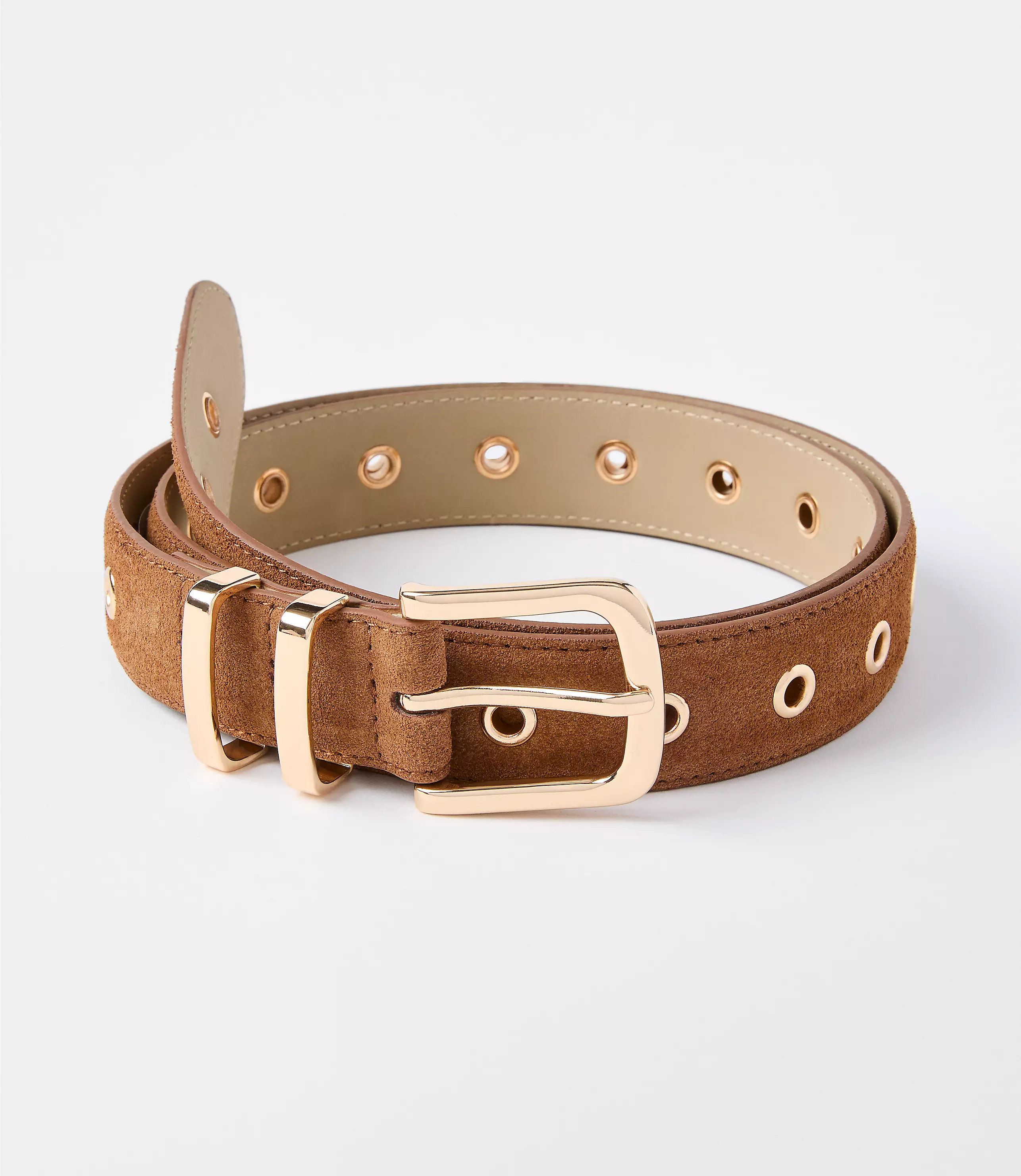 Grommet Double Metal Keeper Suede Belt | LOFT