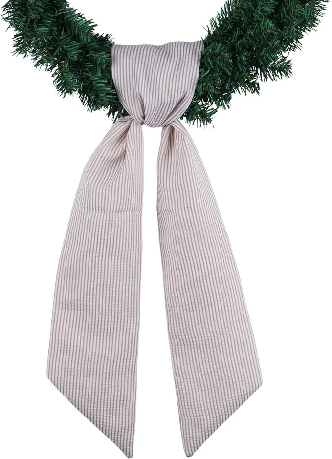 Brown Striped Wreath Sash for Front Door Wreath, 5.12" Wide x 54.33" Fall Thanksgiving Neutral Ho... | Amazon (US)