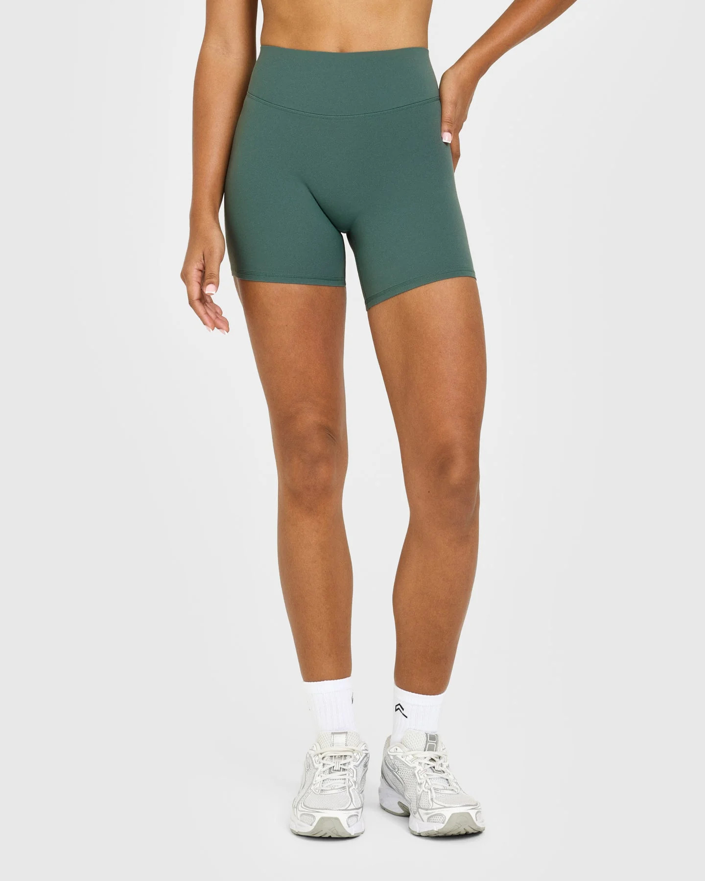SoftMotion™ High Waisted Shorts 6" with White Logo 
 Iced Green | Oner Active (UK / US)