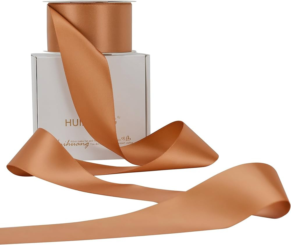 HUIHUANG Terracotta Ribbon 2 inch Wide Double-Faced Terracotta Satin Silk Ribbon for Flower Bouqu... | Amazon (US)