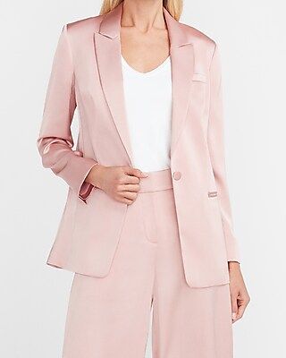 Satin Peak Lapel Boyfriend Blazer | Express