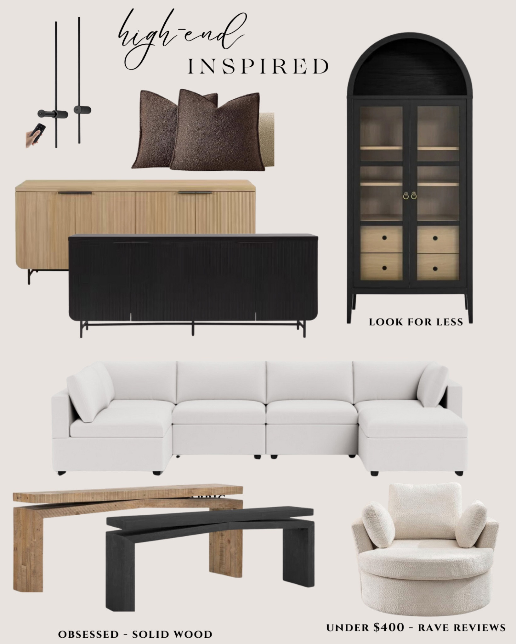 Battery operated sconces. Throw pillows. Boucle. Arched cabinet. Sideboard. Sectional. Console table. Accent chair. Home decor finds. Modern home  

#LTKSeasonal #LTKHome #LTKStyleTip