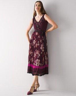 Sleeveless Mixed-Print Midi Dress | White House Black Market