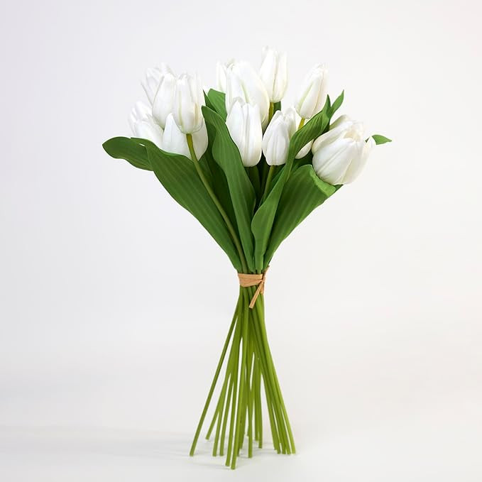 MOBENOOK Real Touch Artificial Tulips, 21PCS PU Fake Tulip Flowers with Light Fragrance, Faux Tul... | Amazon (US)