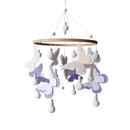 Baby Girl Crib Mobile – Purple and White Butterfly Nursery Decor – Handmade Felt Mobile – Hanging Baby Mobile for Crib – Boho Baby Shower Gift | Amazon (US)