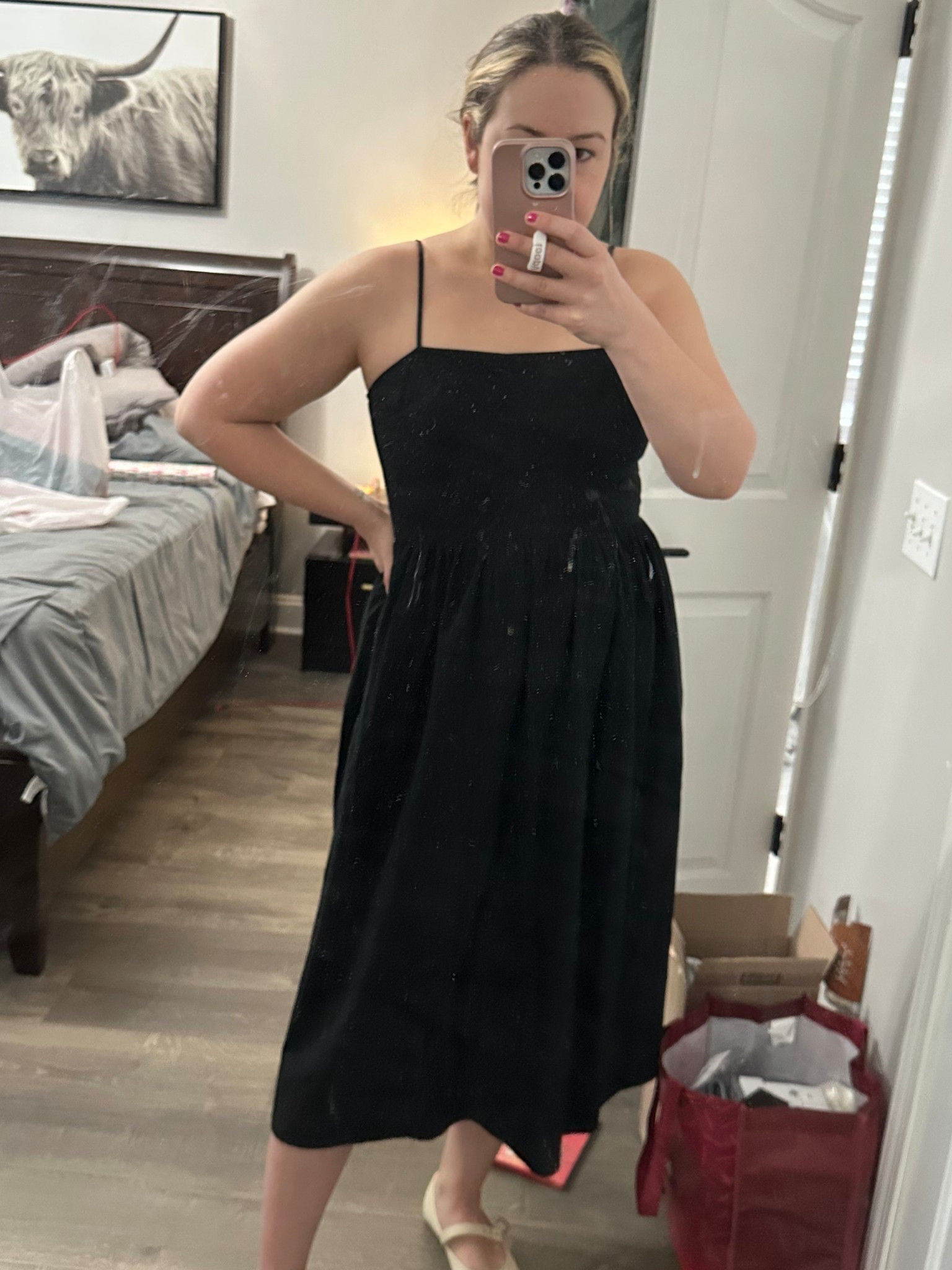 Easy black midi dress! Comfy and flows like an a-line dress. Between M-L and went with the medium! Target style. Affordable dress  

#LTKFindsUnder50 #LTKStyleTip #LTKSaleAlert