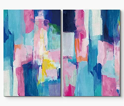 Amazon.com: SIGNLEADER Canvas Print Wall Art Set Pastel Blue and Pink Color Blocks Geometric Shap... | Amazon (US)
