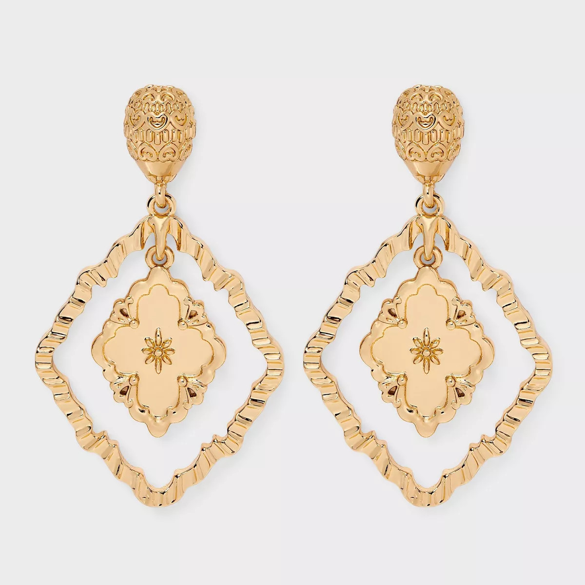 Radiant Texture Drop Earrings - Universal Thread™ Gold | Target