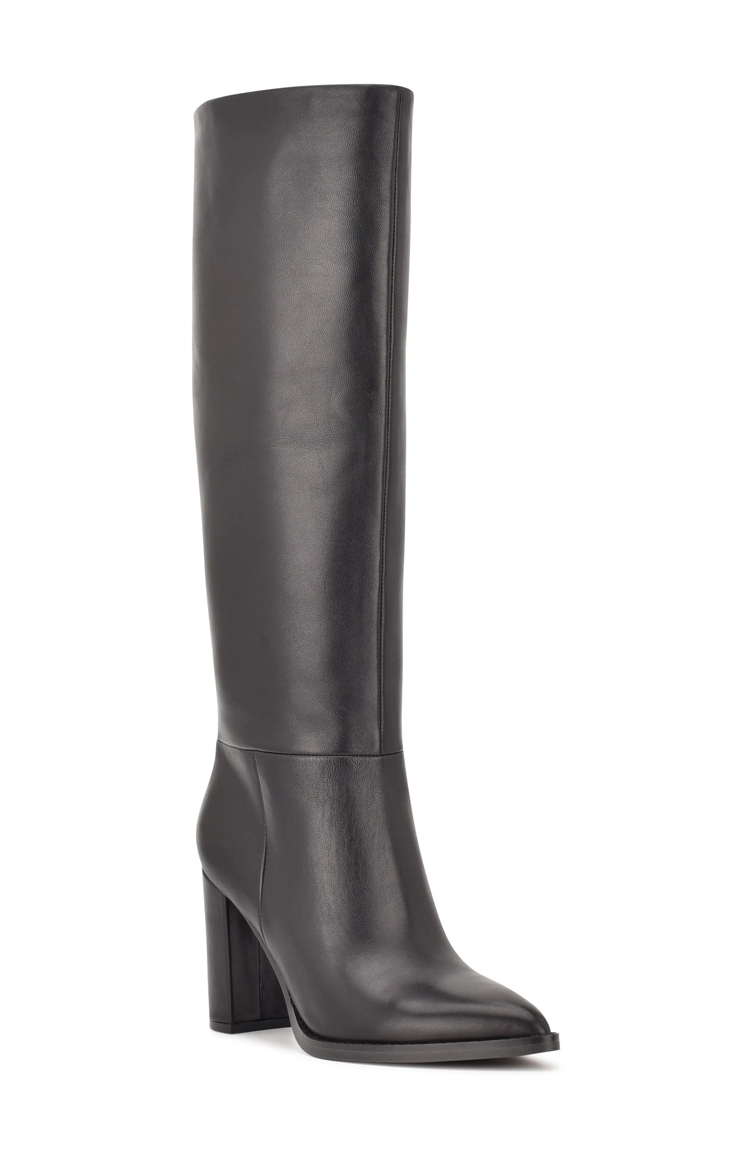 Nine West Hiya Knee High Boot, Size 7 Wide Calf in Black Leather at Nordstrom | Nordstrom