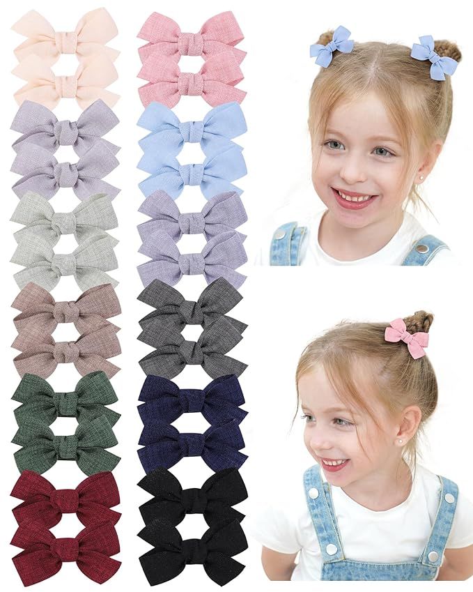 doboi 24PCS 2'' Baby Hair Bows Clips Fully Lined Solid Ribbon Mini Clip Bows for Baby Girls Teens... | Amazon (US)