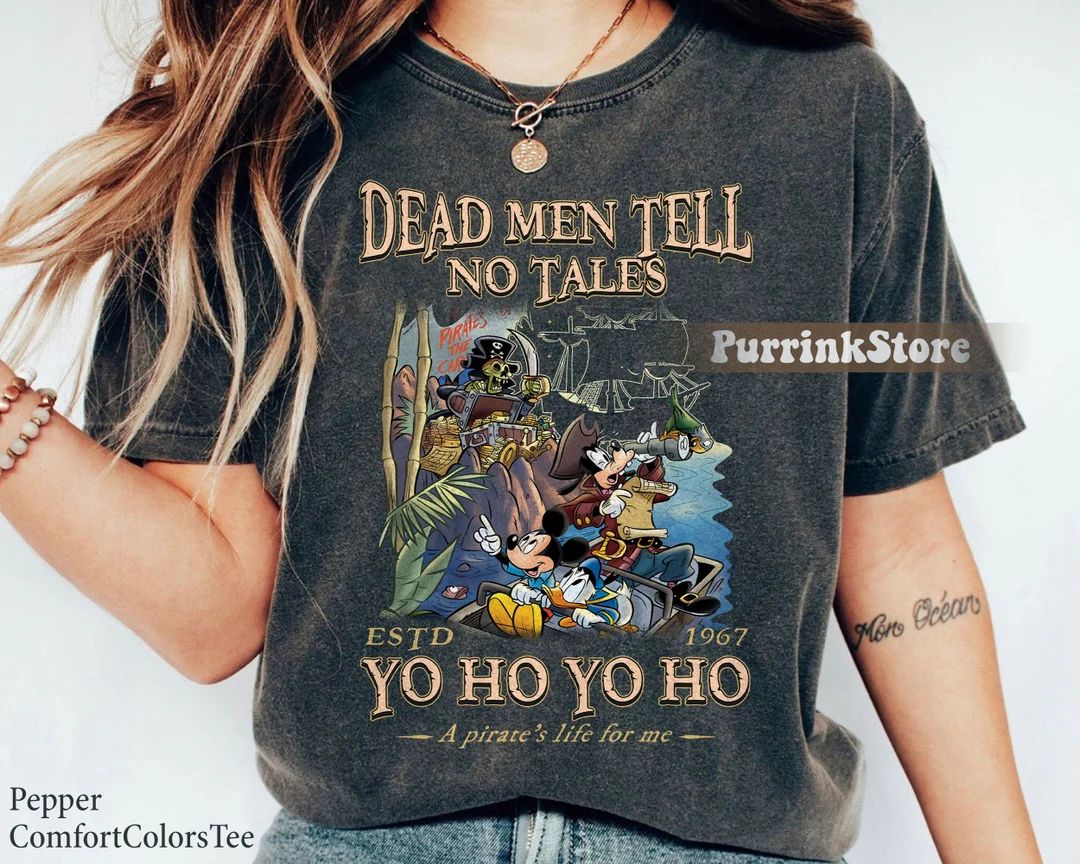 Dead Man Tell No Tales Mickey and Friends Pirates of the Caribbean Disneyland Shirt Matching Fami... | Etsy (US)
