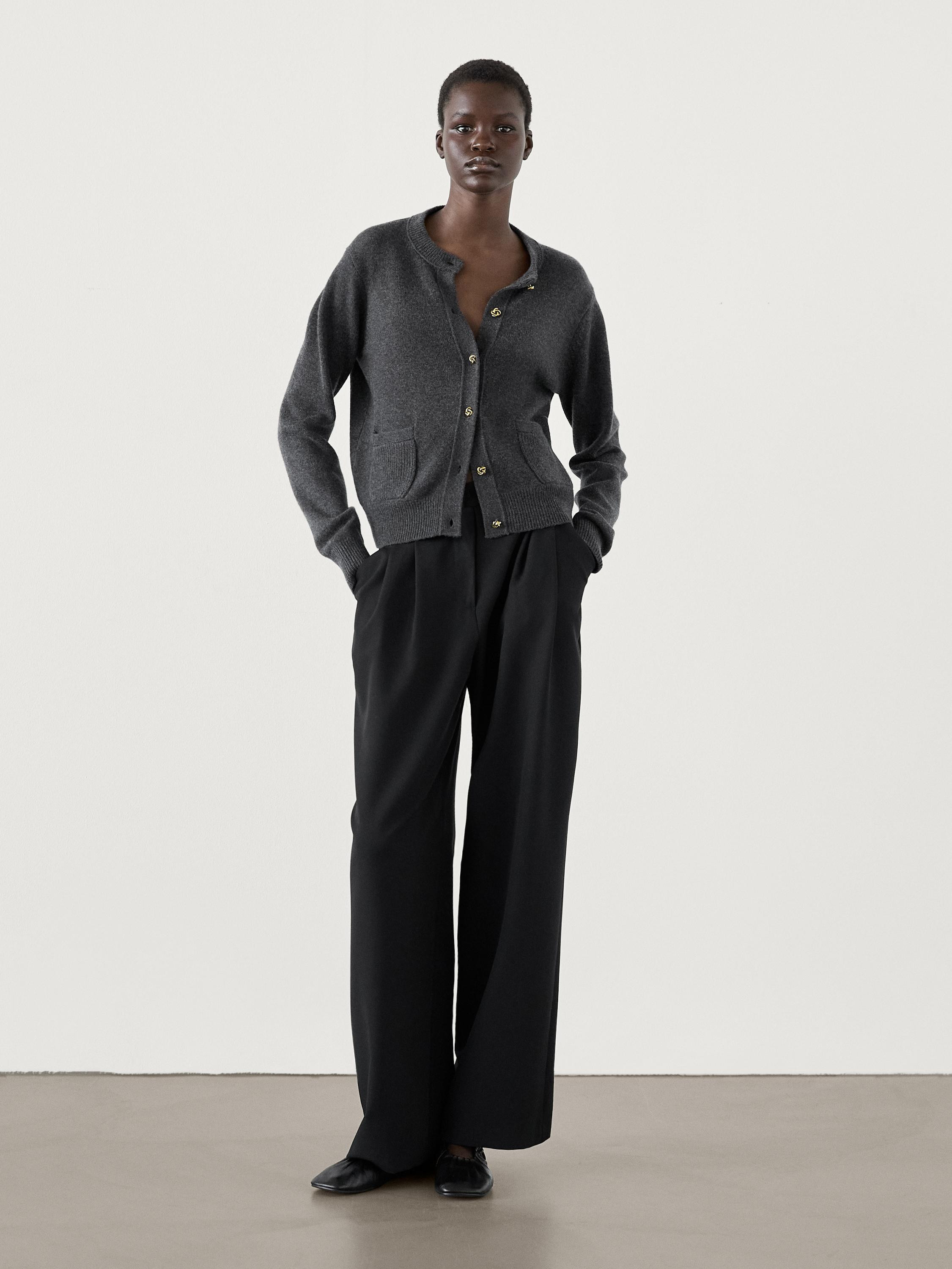 Wool blend buttoned cardigan | Massimo Dutti DE