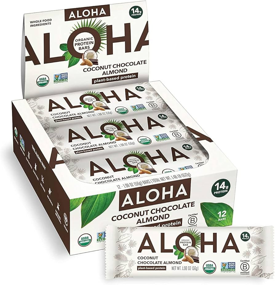 ALOHA Organic Plant Based Protein Bars, Coconut Chocolate Almond, 1.98-Ounce Bars (Pack of 12) | Amazon (US)