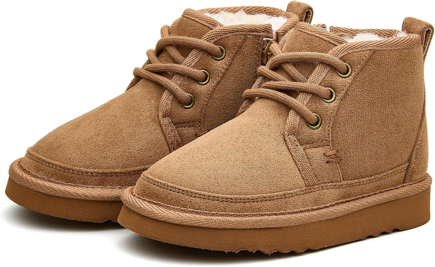 EasyStar Girls and Boys Winter Lace-Up Warm Fur Lining Ankle Boots with Side Zipper | Amazon (US)