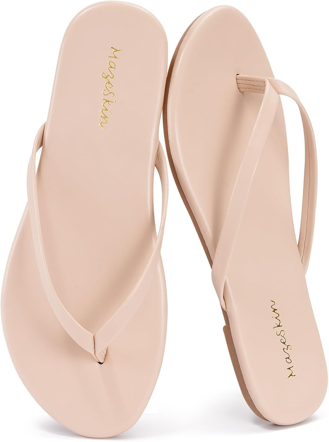 mazeskin Womens Memory Foam Flip Flops Flat Thong Sandals | Amazon (US)